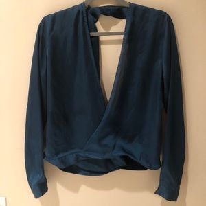 Teal silk top